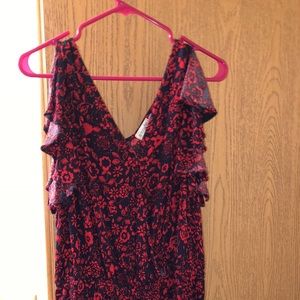 Navy blue and floral romper